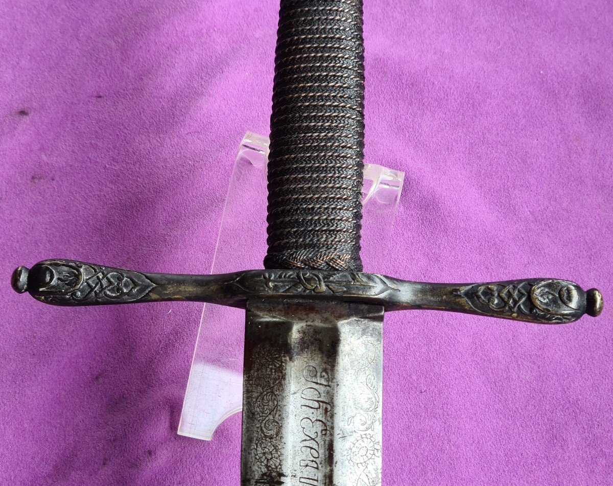 Rare épée d'Exécution Germanique Gravée, , 17ème Siècle-photo-7