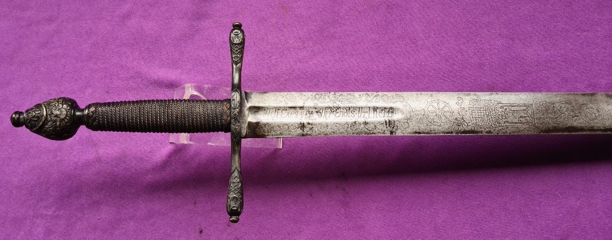 Rare épée d'Exécution Germanique Gravée, , 17ème Siècle