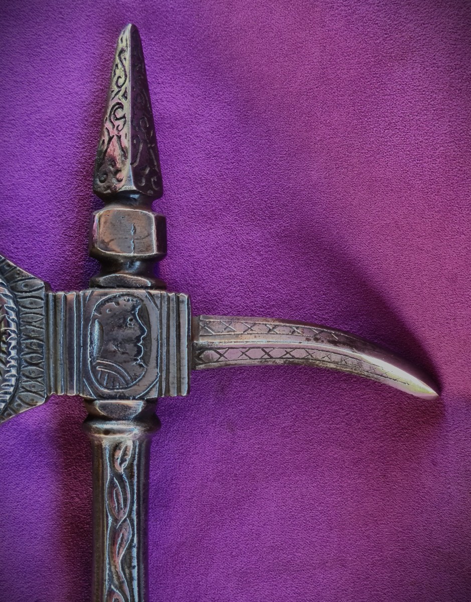 Hache d'Arme en Métal, Style XVIème-photo-4