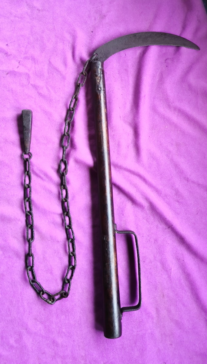 Kusarigama Japanese Combat Sickle, Edo Period-photo-3
