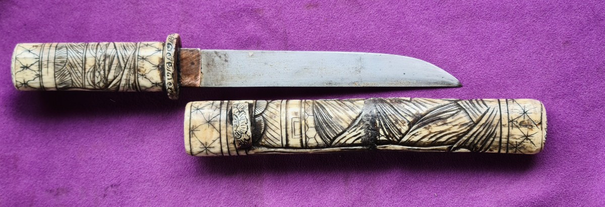 Tanto, Japanese Bone-mounted Dagger. Meiji Period-photo-3