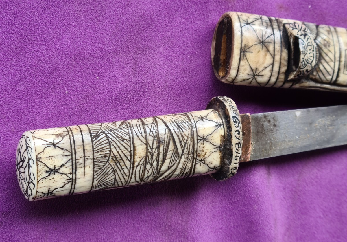 Tanto, Japanese Bone-mounted Dagger. Meiji Period-photo-4