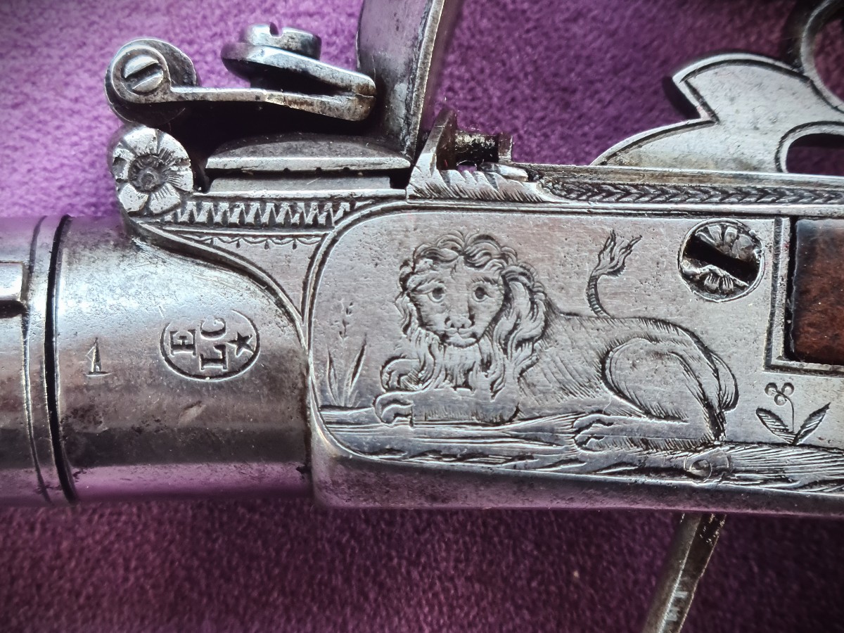 Pair Of Finely Engraved Flintlock Pistols, 1st Empire-photo-2