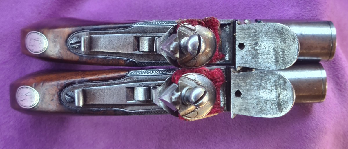 Pair Of Finely Engraved Flintlock Pistols, 1st Empire-photo-6