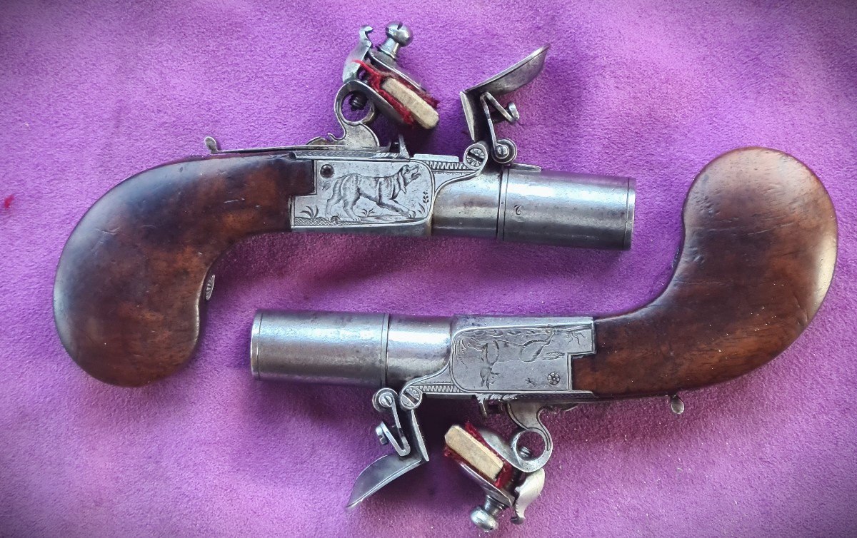 Pair Of Finely Engraved Flintlock Pistols, 1st Empire-photo-7