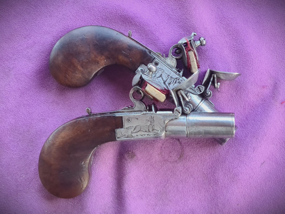 Pair Of Finely Engraved Flintlock Pistols, 1st Empire-photo-8
