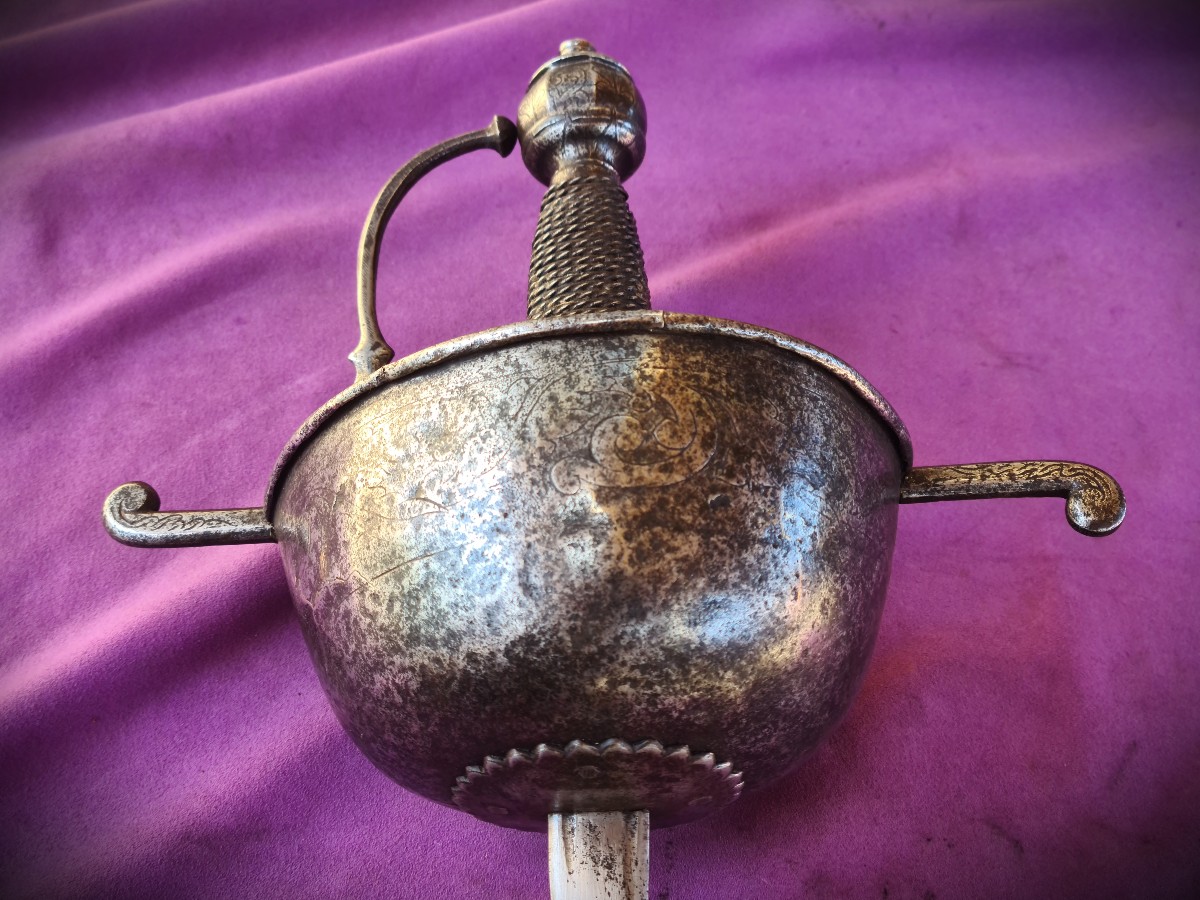 17th Century Germanic Taza Rapier, Blade Engraved With A Motto-photo-3