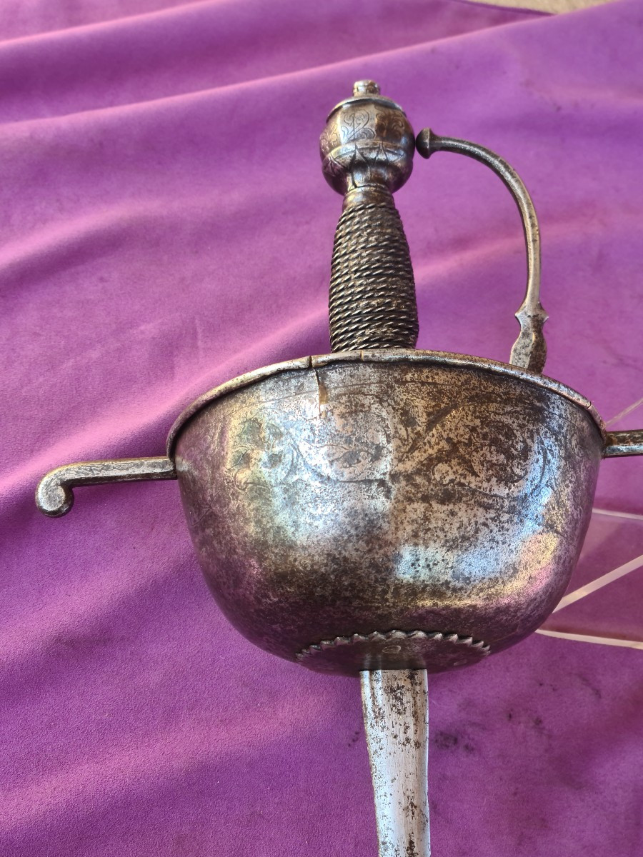 17th Century Germanic Taza Rapier, Blade Engraved With A Motto-photo-4