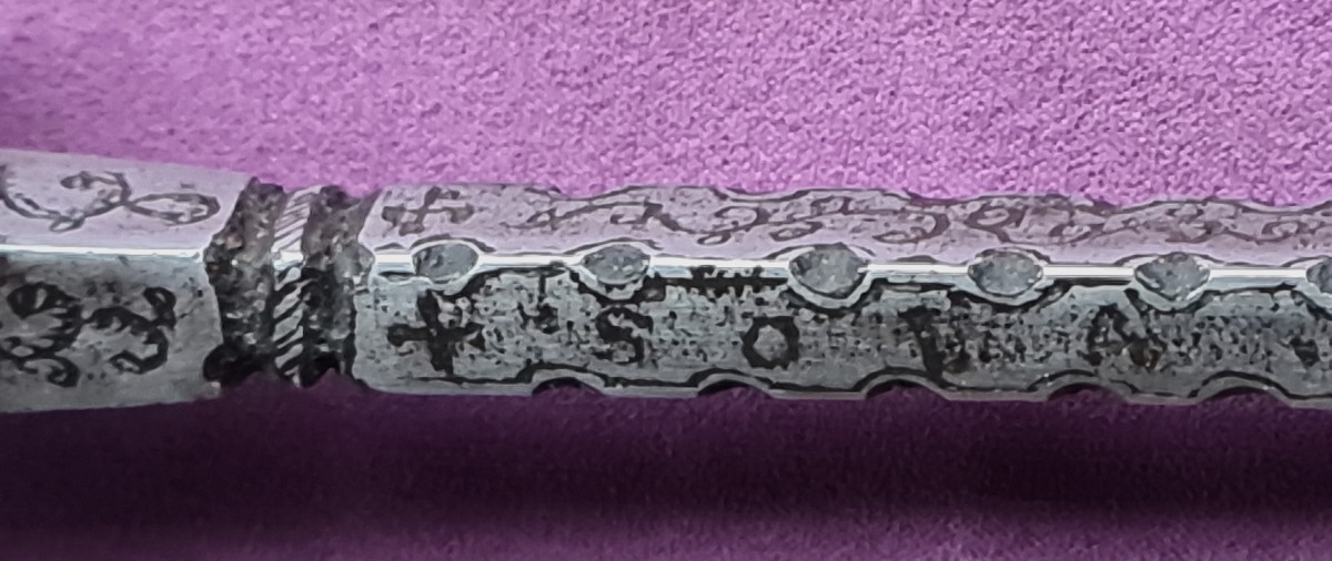 Dague à rouelle à lame gravée 16ème siècle-photo-6