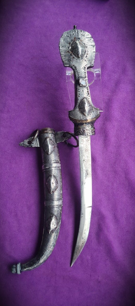 Antique Koummya  Dagger Signed, Morocco, 19th Century-photo-1