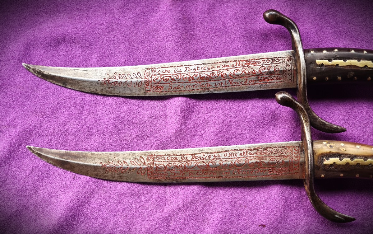 Rare paire de dagues de duel Espagne 19ème -photo-1