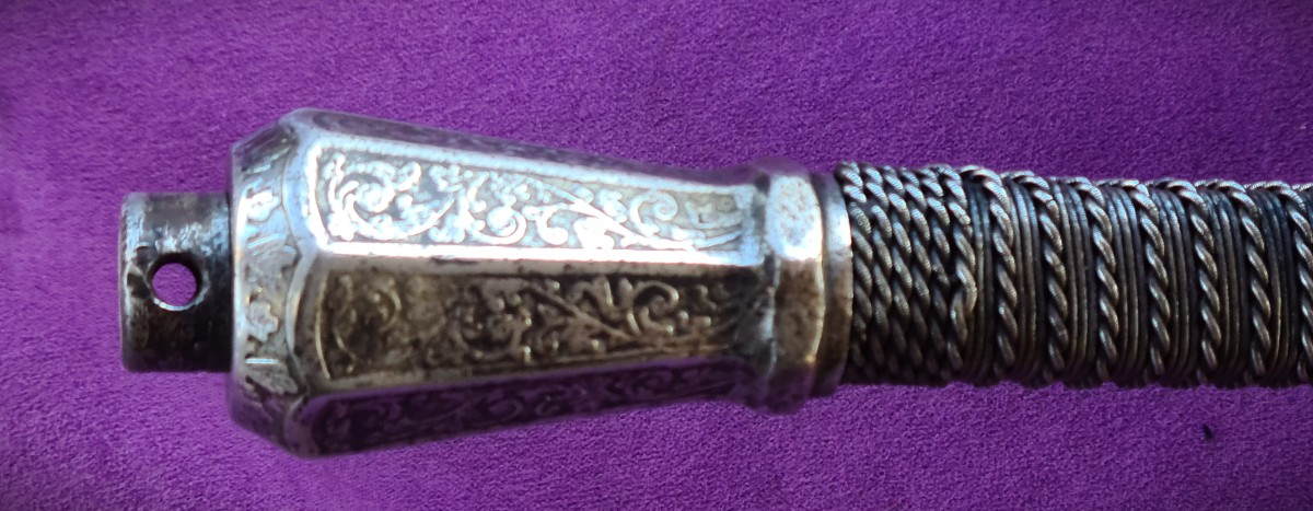 Rare Pair  Dueling Swords, For Duelling Box Inscribed  "dieu Me Garde"-photo-3