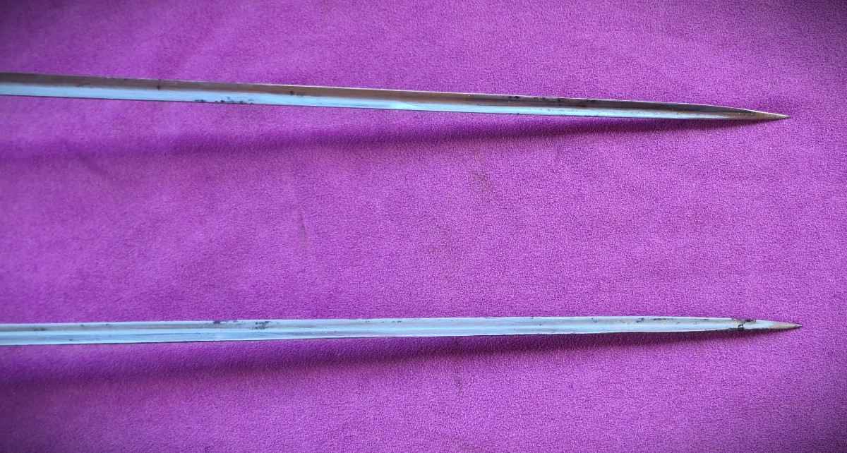 Rare Pair  Dueling Swords, For Duelling Box Inscribed  "dieu Me Garde"-photo-8