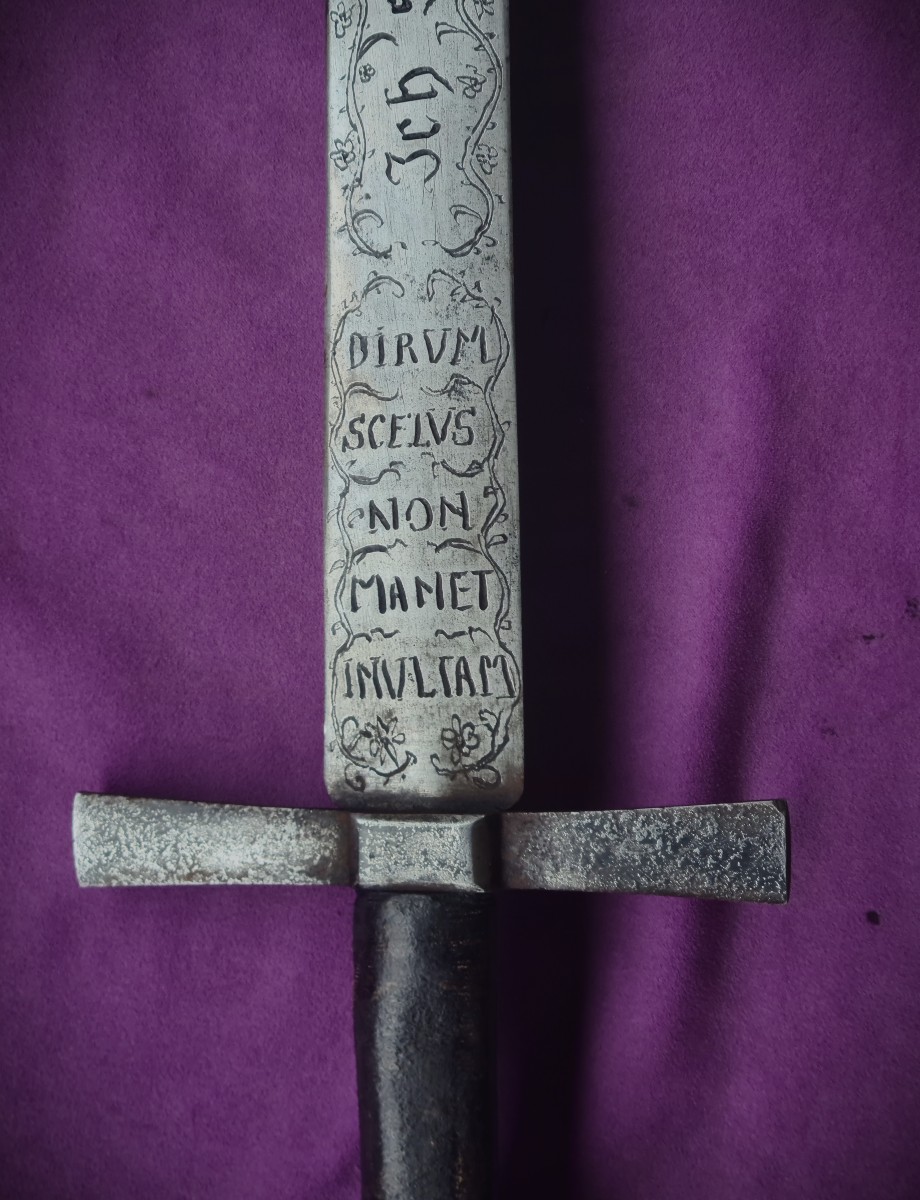 Richly Engraved Germanic Sword Of Justice-photo-3