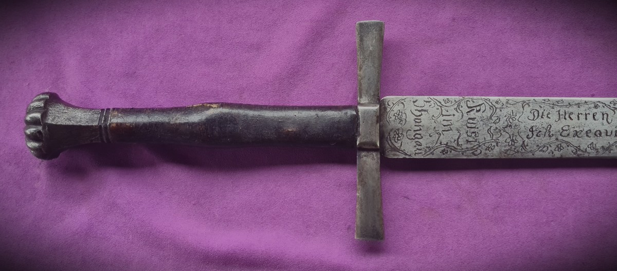 Richly Engraved Germanic Sword Of Justice-photo-7