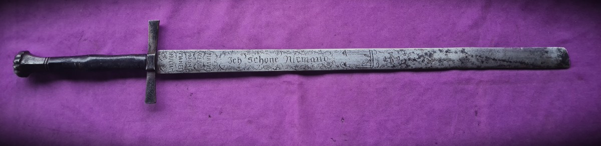 Richly Engraved Germanic Sword Of Justice