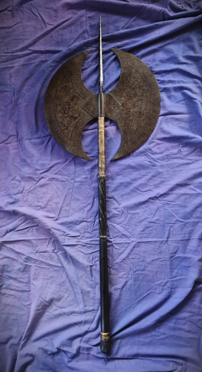 Giant Persian Ceremonial Axe (146 Cm) 19th Century-photo-2