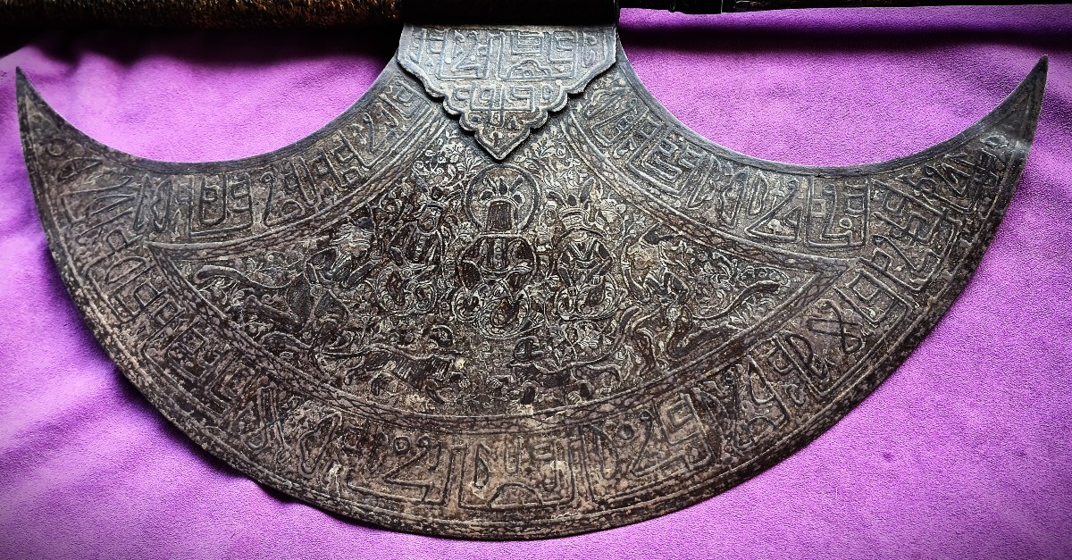 Giant Persian Ceremonial Axe (146 Cm) 19th Century-photo-2
