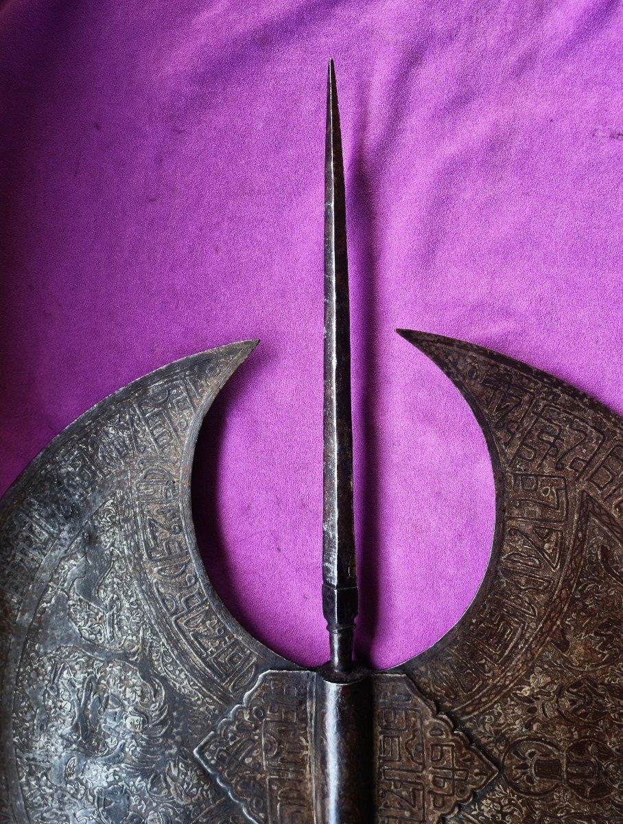 Giant Persian Ceremonial Axe (146 Cm) 19th Century-photo-7