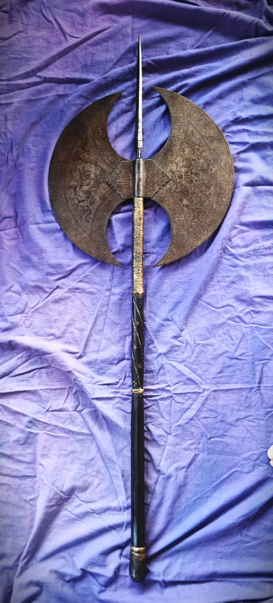 Giant Persian Ceremonial Axe (146 Cm) 19th Century