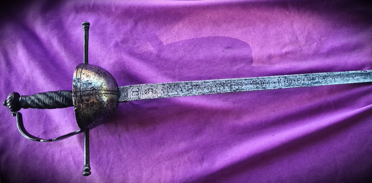 Very Long Cavalry Thrusting Rapier&amp;quot; Estoc&amp;quot;  Signed By Iohannis Koehl-photo-2
