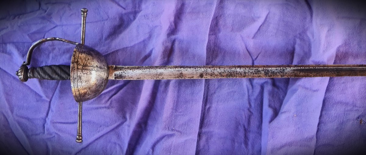 Very Long Cavalry Thrusting Rapier&amp;quot; Estoc&amp;quot;  Signed By Iohannis Koehl-photo-5