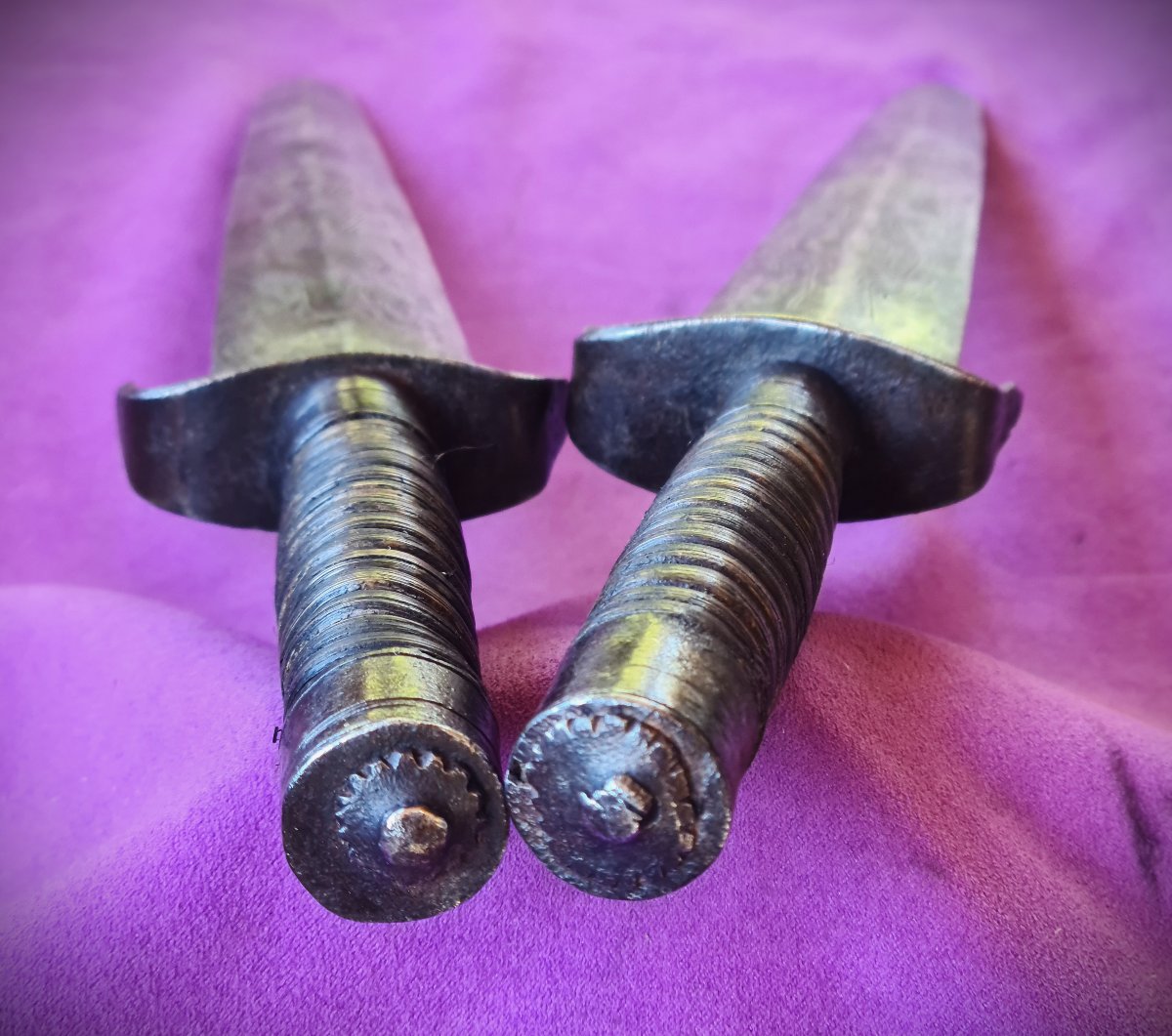 Paire de dagues de combat Vietnamiennes 19ème siècle-photo-5