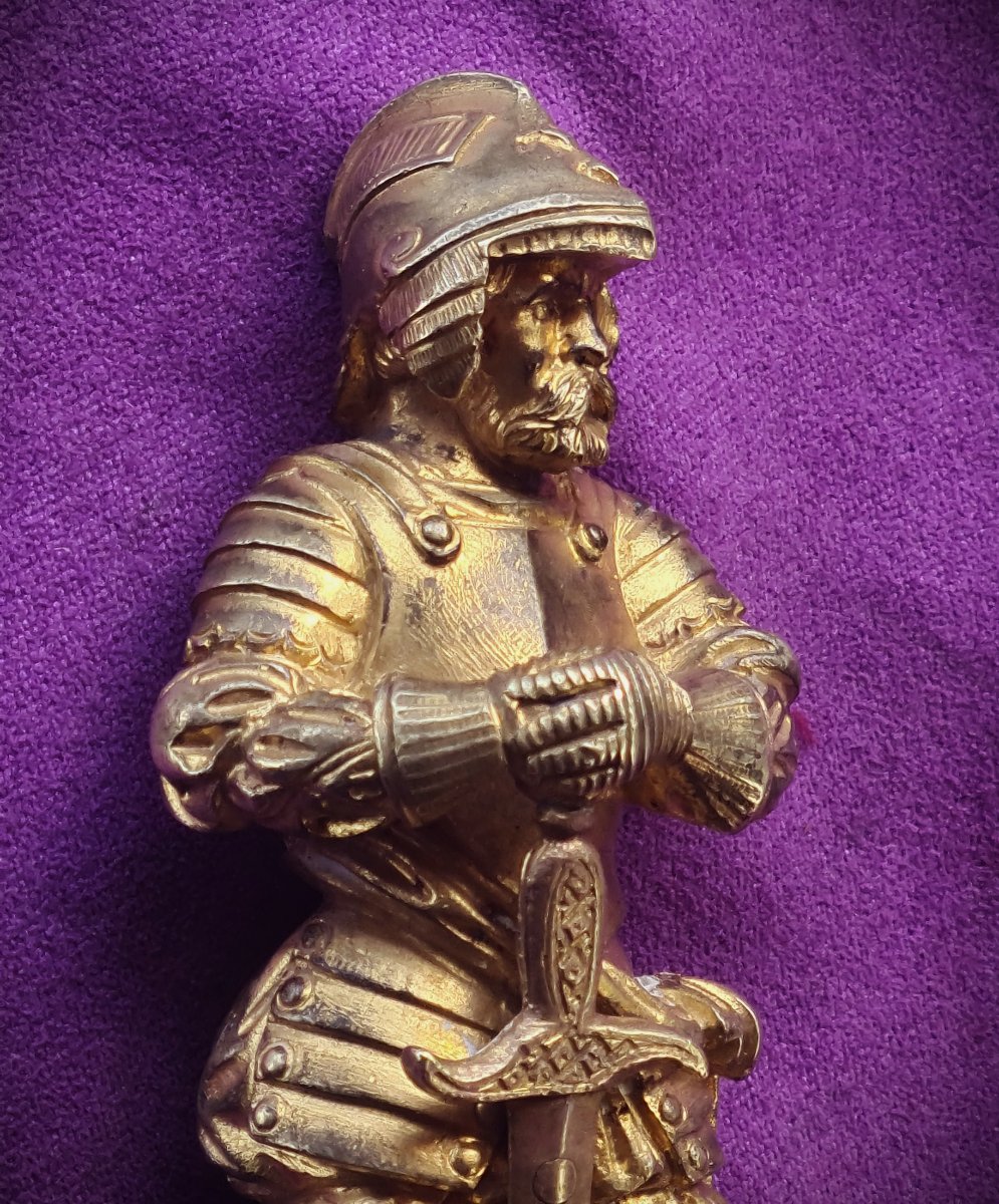 Dague d'honneur avec représentation de guerrier en bronze doré-photo-3