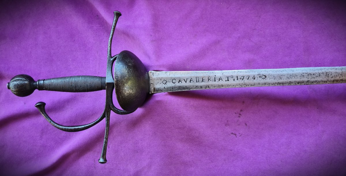 Spanish Cavalry Sword, Model 1728, Regimental, Dated 1774, Cavalleria, Por El Rey Carlos III -photo-3