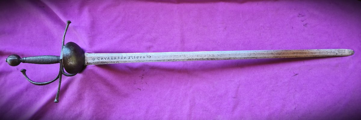 Spanish Cavalry Sword, Model 1728, Regimental, Dated 1774, Cavalleria, Por El Rey Carlos III 