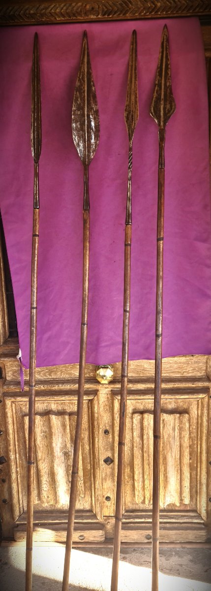 Set Of 4 Spears From  Rdc  (formerly Zaire), Circa 1910-photo-2
