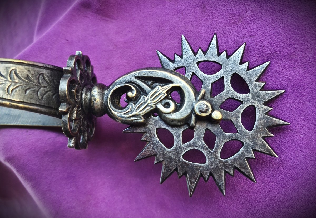 Large Argentine Spur Made Of Silver-plated Bronze And Steel, 19th Century-photo-4