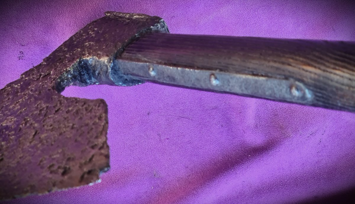 HACHE D'ARME  Double marquage de la croix de Saint Jean de Jérusalem 13ème siècle-photo-4