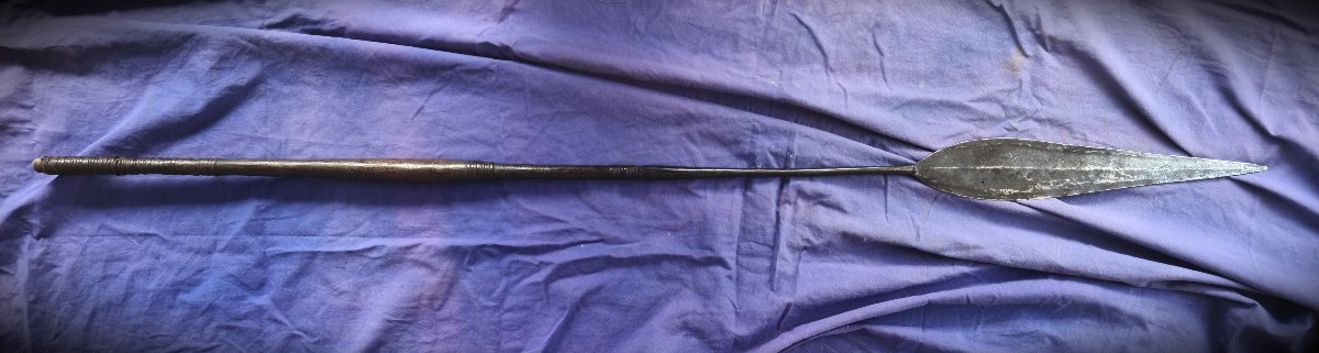 African Spear With A Long Tip, Drc, 19th Century-photo-2