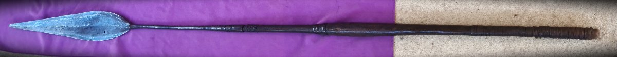 African Spear With A Long Tip, Drc, 19th Century