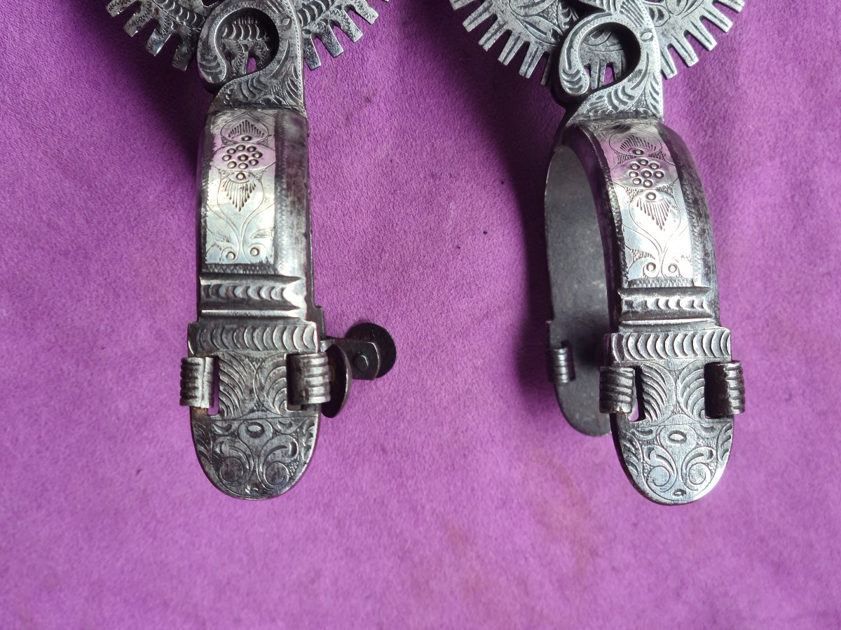 Paire d'éperons de "Charro" Mexique 19ème-photo-2