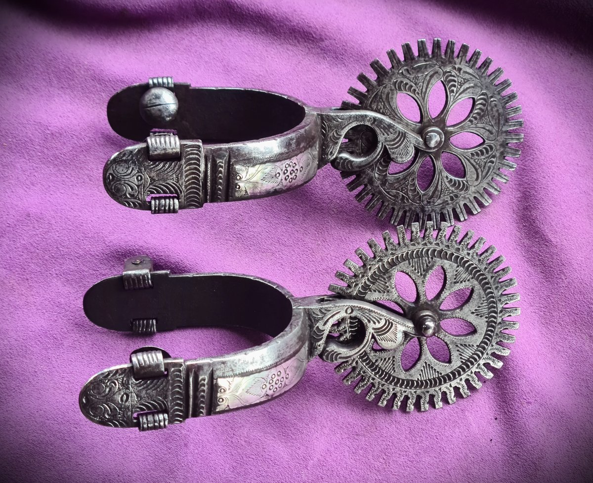 Paire d'éperons de "Charro" Mexique 19ème-photo-7