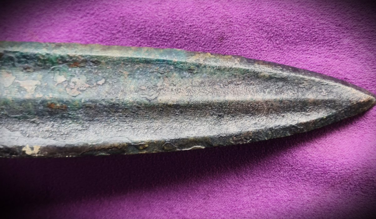 Antique Bronze Dagger With Green Patina-photo-5