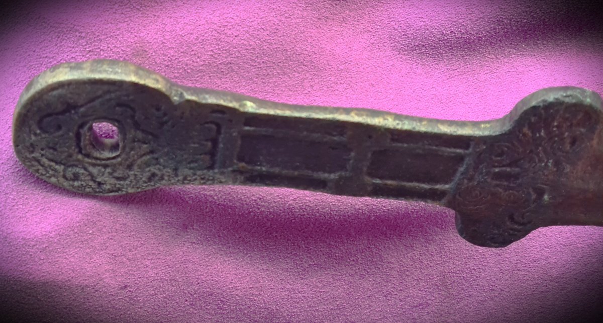 Antique Bronze Dagger With Green Patina-photo-6