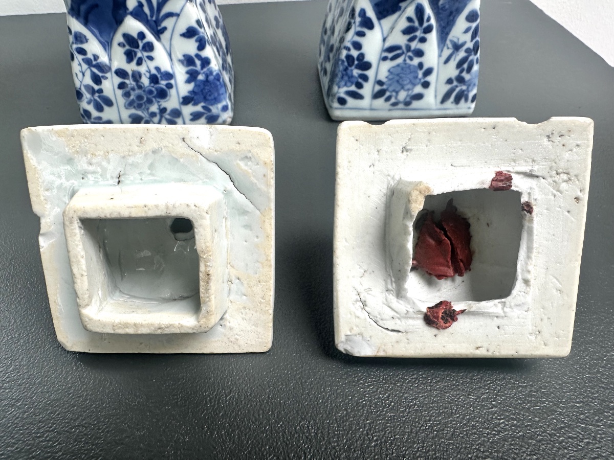 Pair Of Blue-and-white Molded Vases With Elephant-shaped Handles, Kangxi Period-photo-3