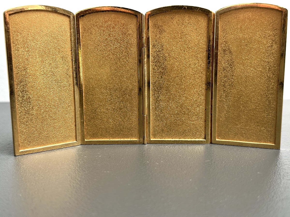 Quadruple Miniature Folding Screen In The Komai Style, From The Taisho Period.-photo-3