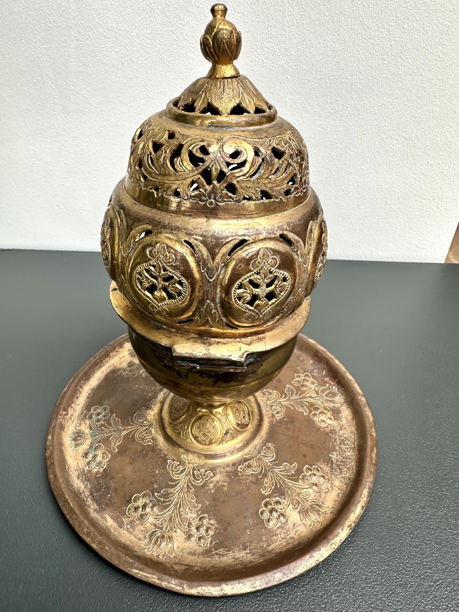 An Ottoman Incense Burner Made Of Gilded Copper (tombak), 18th Century