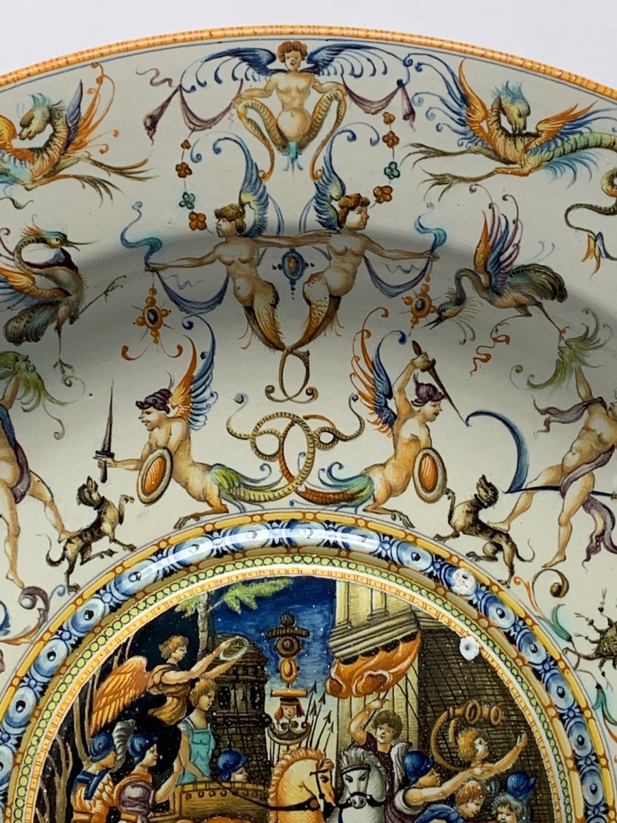Very Large Italian Ceramic Cantagalli Istoriato Maiolica Charger-photo-4