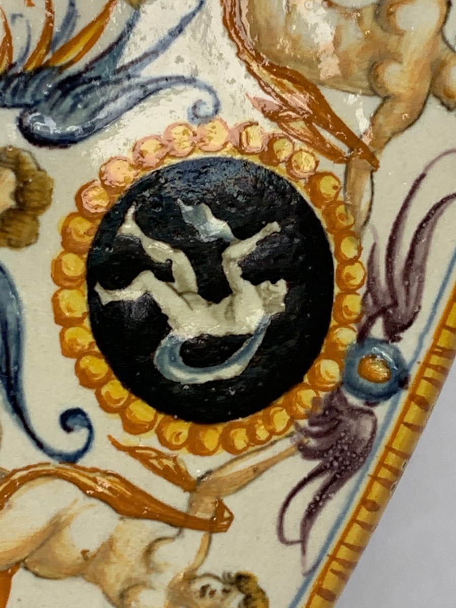 Very Large Italian Ceramic Cantagalli Istoriato Maiolica Charger-photo-4