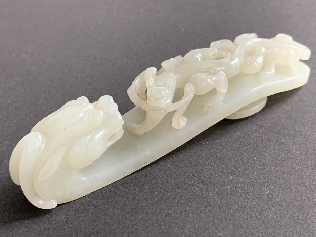 White Jade Belt Hook Qianlong Period From An Important English Private Collection.-photo-3