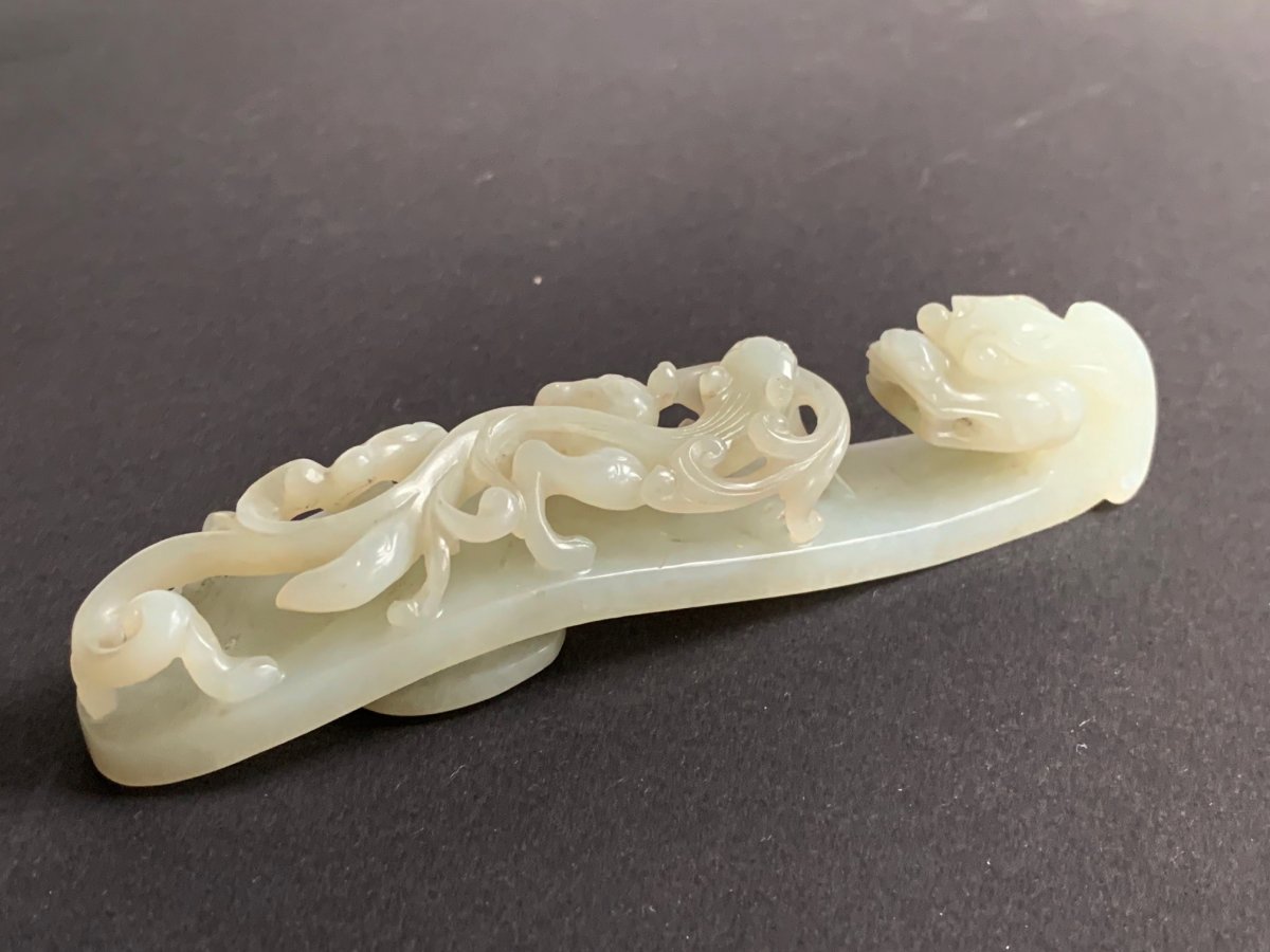White Jade Belt Hook Qianlong Period From An Important English Private Collection.-photo-5