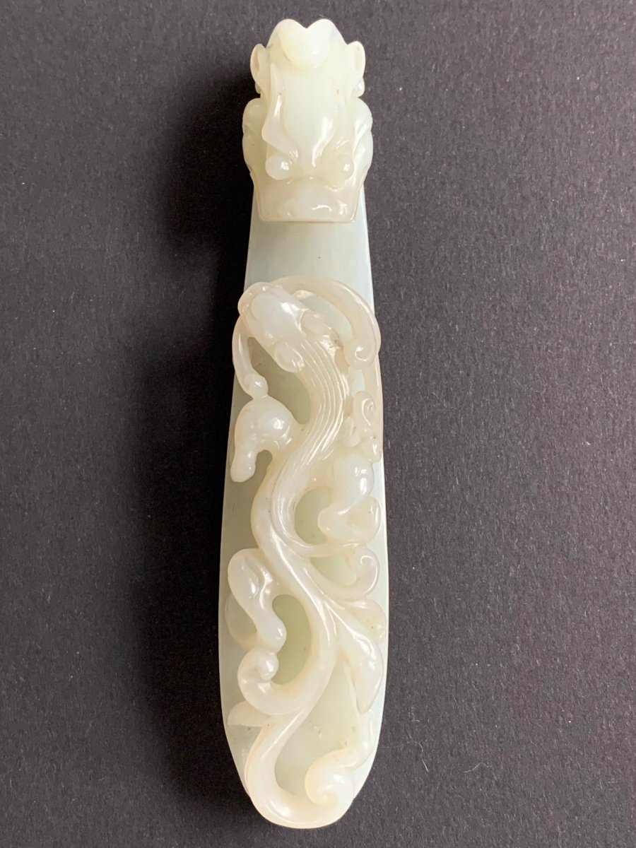 White Jade Belt Hook Qianlong Period From An Important English Private Collection.