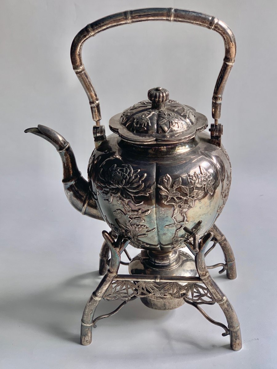 Complete Chinese Export Silver Tea Set, Luen Hing, Shanghai-photo-3