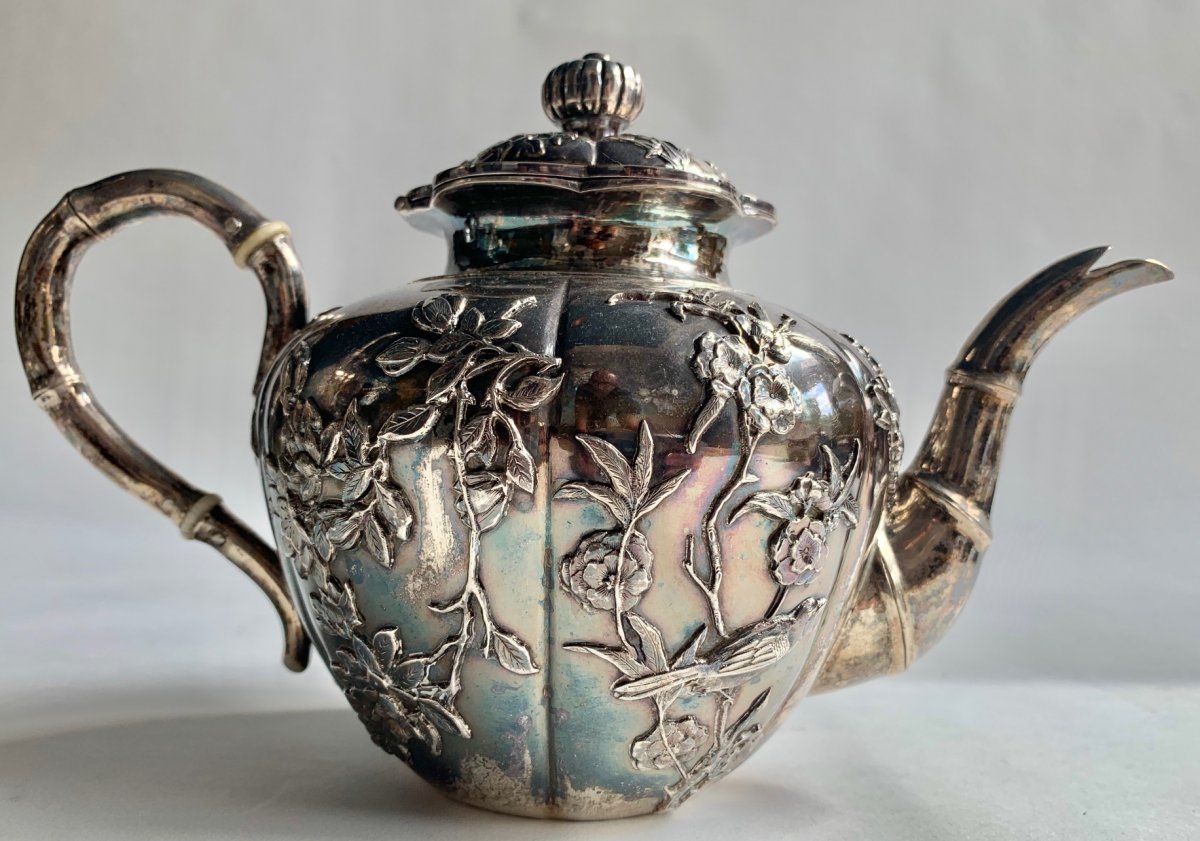 Complete Chinese Export Silver Tea Set, Luen Hing, Shanghai-photo-4