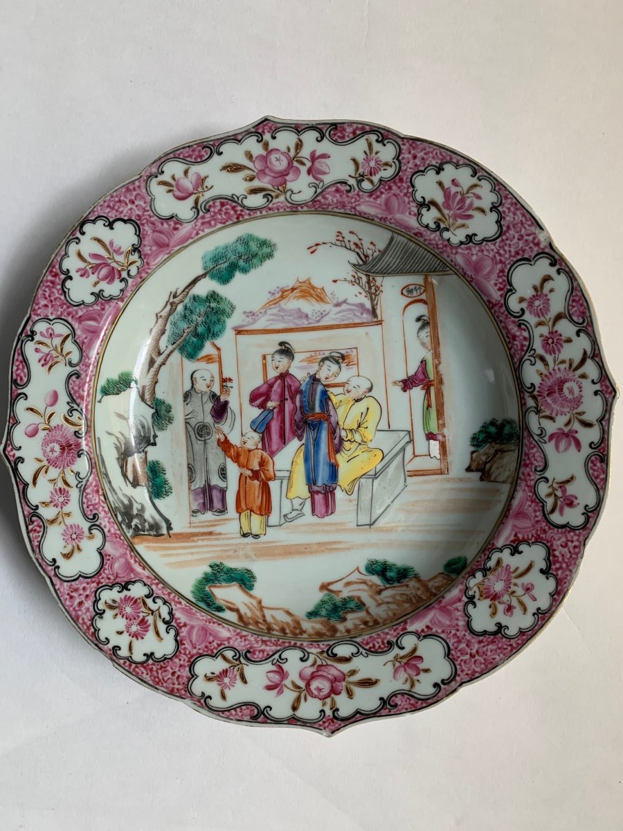 Collection of 6  18th century Mandarin pattern deep plates-photo-3